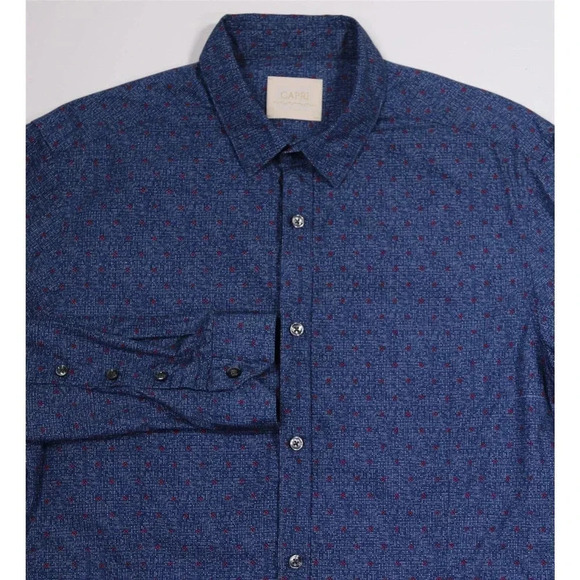 Capri Blue Polka Dot Slim Fit Button-Up Dress Casual Small - Picture 1 of 7